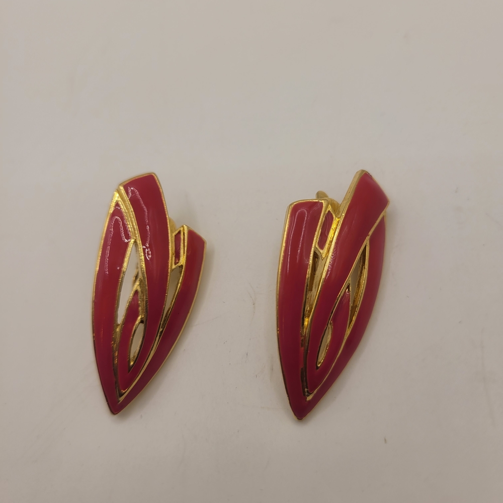 Elegant Gold and Red Earrings